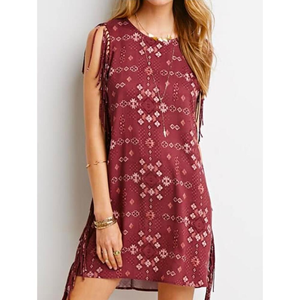 Forever 21 Southwest Western Festival Fringe Desert Vibe Mini Dress Small